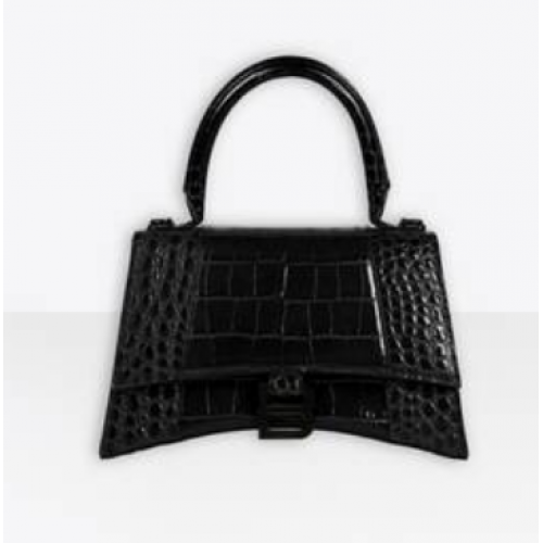 Balenciaga PETIT SAC À POIGNÉE SUPÉRIEURE HOURGLASS cuir de veau embossé crocodile B108895F