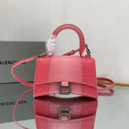 Balenciaga HOURGLASS XS SAC À MAIN EN CUIR DE VEAU EMBOSSÉ 59353 rose
