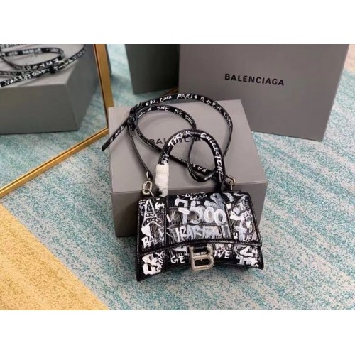 Balenciaga Hourglass XS Sac à poignée supérieure 28331S Noir Blanc