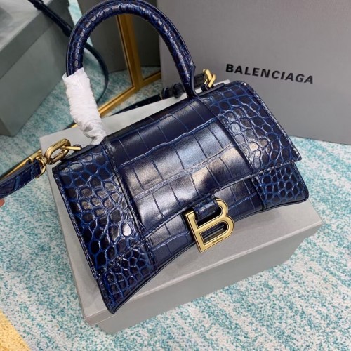 Balenciaga Hourglass XS Top Handle Bag 28331S bleu foncé