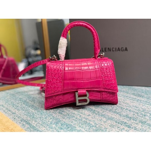 Balenciaga Hourglass XS Sac à poignée supérieure 28331S rose fluo