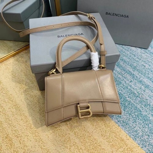 Balenciaga Hourglass XS Top Handle Bag cuir de veau box brillant 28331 abricot