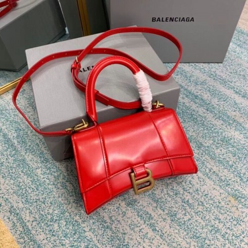Balenciaga Hourglass XS Top Handle Bag cuir de veau box brillant 28331 rouge