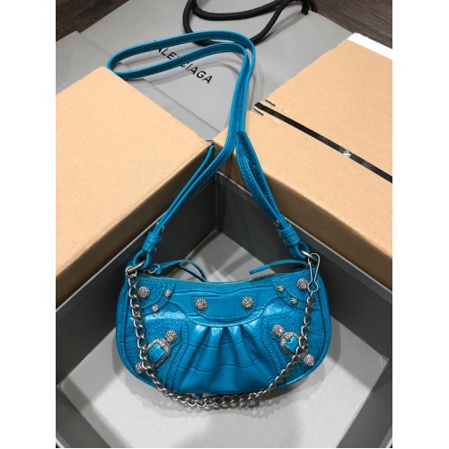 Balenciaga LE CAGOLE MINI PORTEFEUILLE AVEC CHAÎNE 6958141 bleu