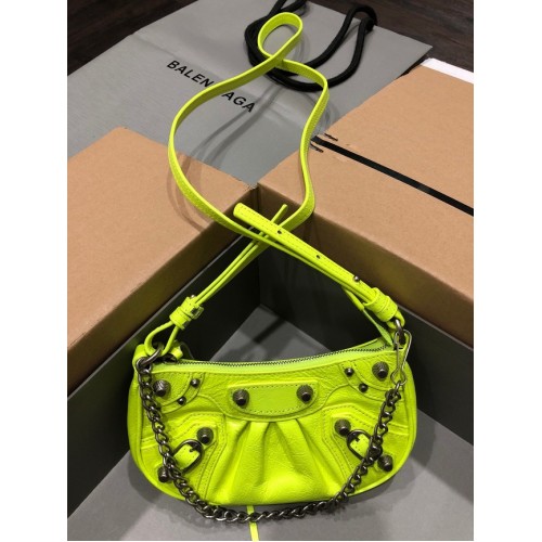 Balenciaga LE CAGOLE MINI PORTEFEUILLE AVEC CHAÎNE 6958141 citron