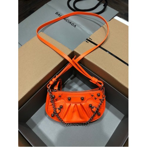 Balenciaga LE CAGOLE MINI PORTEFEUILLE AVEC CHAÎNE 6958141 orange