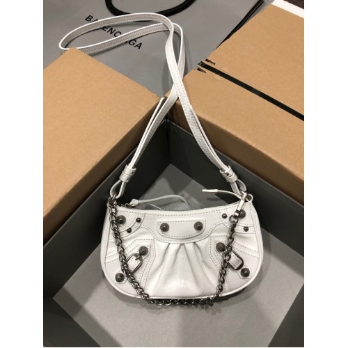 Balenciaga LE CAGOLE MINI PORTEFEUILLE AVEC CHAÎNE 6958141 blanc