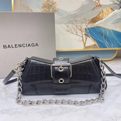 Balenciaga SAC À BANDOULIÈRE LINDSAY CROCODILE EMBOSSÉ AVEC SANGLE 6088 noir