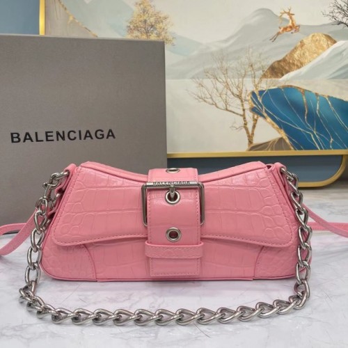Balenciaga SAC D'ÉPAULE EN CROCODILE gaufré LINDSAY AVEC SANGLE 6088 rose