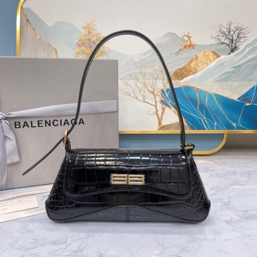 Balenciaga PETIT SAC À BANDOULIÈRE EN CROCODILE EMBOSSÉ LINDSAY AVEC SANGLE 6009 noir