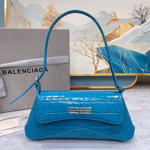 Balenciaga PETIT SAC À BANDOULIÈRE EN CROCODILE EMBOSSÉ LINDSAY AVEC SANGLE 6009 bleu