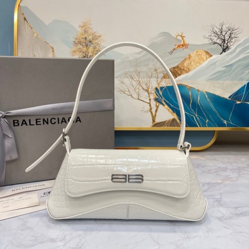 Balenciaga PETIT SAC À BANDOULIÈRE EN CROCODILE EMBOSSÉ LINDSAY AVEC SANGLE 6009 blanc