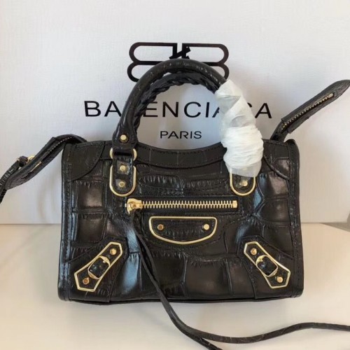 Balenciaga Mini sac en cuir de crocodile classique B300296 Noir