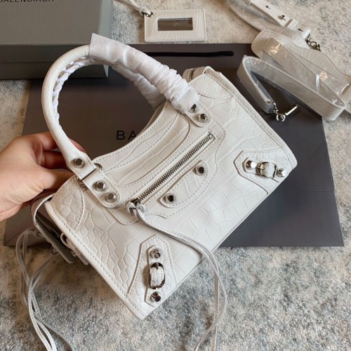 Balenciaga Sac en cuir de crocodile classique B300296 blanc