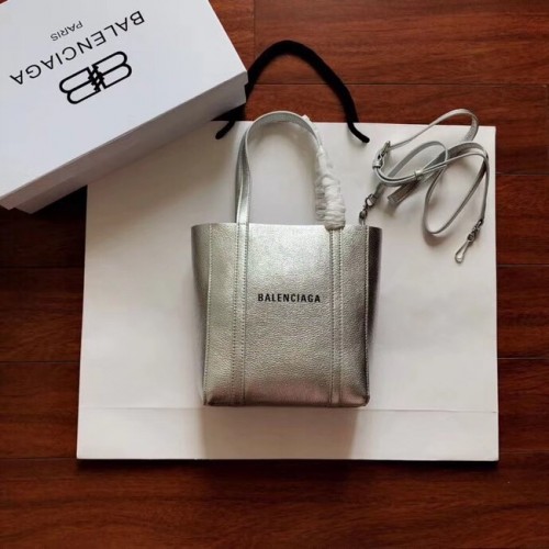 Balenciaga Original Mini Sac Shopper en Cuir 6696 Argent