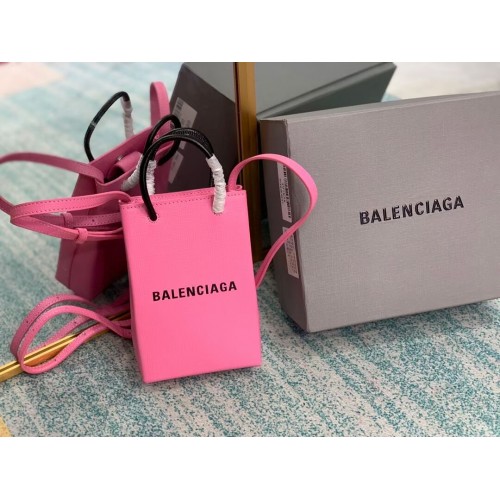 Balenciaga Original Leather Mini Shopper Bag B152865 rose&noir