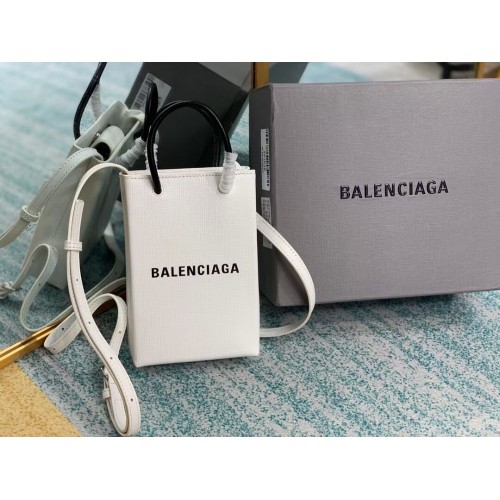 Balenciaga Original Leather Mini Shopper Bag B152865 blanc&noir