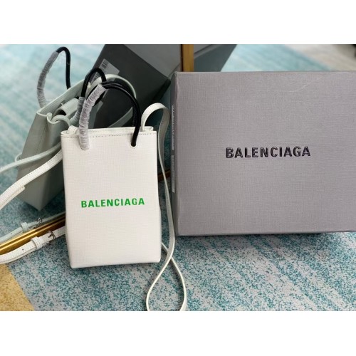 Balenciaga Original Leather Mini Shopper Bag B152865 blanc&vert
