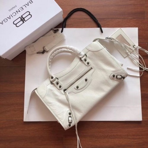 Balenciaga The City Sac à main Cuir de veau 382569 blanc