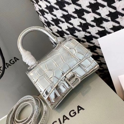Balenciaga MINI SAC À MAIN HOURGLASS POUR FEMMES M8000 argent