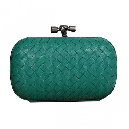 Bottega Veneta Embrayage en peau de mouton Intrecciato Impero Ayers Knot 11308 Vert