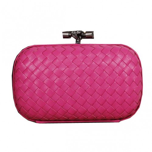 Bottega Veneta Embrayage en peau de mouton Intrecciato Impero Ayers Knot 11308 Rose
