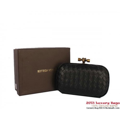 Bottega Veneta Intrecciato Soie Stretch Noeud Embrayages BV8615 Noir