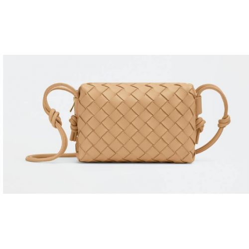 Bottega Veneta Mini sac à bandoulière en cuir intrecciato 680254 Amande