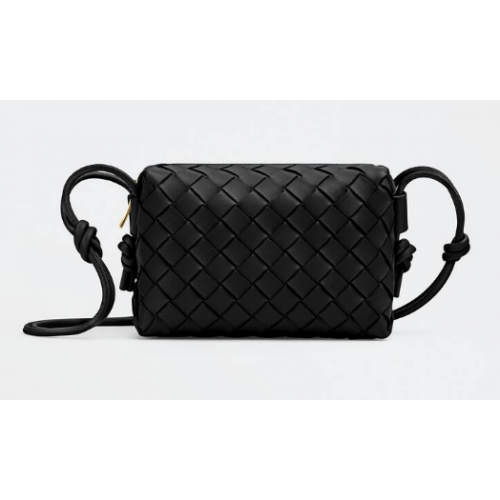 Bottega Veneta Mini sac à bandoulière en cuir intrecciato 680254 noir