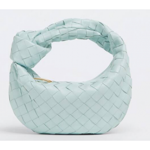 Bottega Veneta Mini sac à main en cuir tressé 651876 Teal Washed