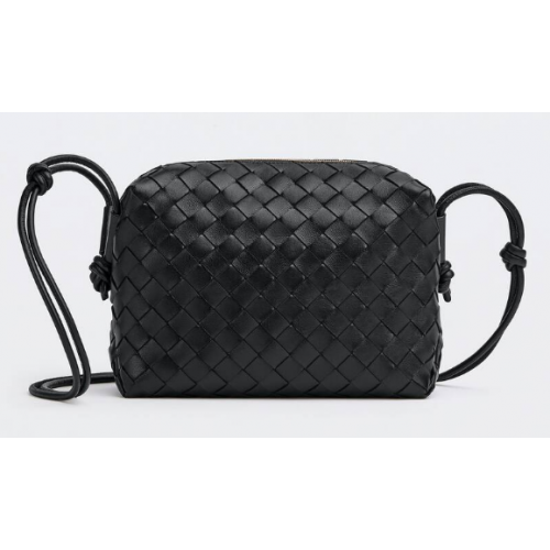 Bottega Veneta Petit sac à bandoulière en cuir intrecciato 680255 Noir