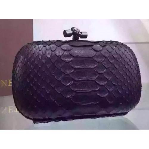 Bottega Veneta Snake Leather Knot Clutch BV8653 Noir