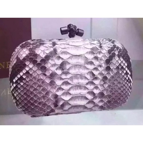 Bottega Veneta Snake Leather Knot Clutch BV8653 Gris