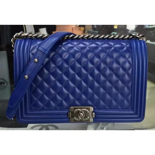 Boy Chanel Flap Bag Bleu Original Cuir de Mouton A67088 Argent