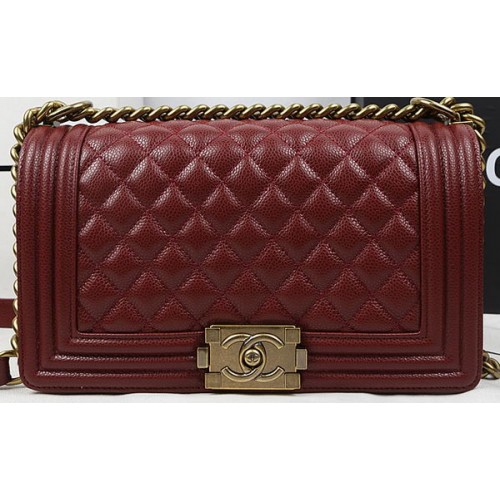 Boy Chanel Flap Bag Original Burgundy Cannage Pattern A67025 Doré