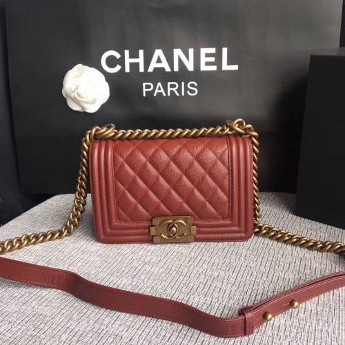 Boy Chanel Flap Bag Cuir Original A67086 Rouge
