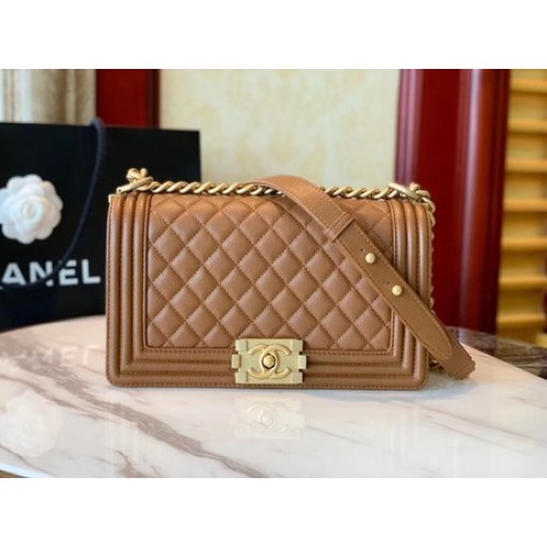 Boy Chanel Flap Bag Original Cuir A67086 marron