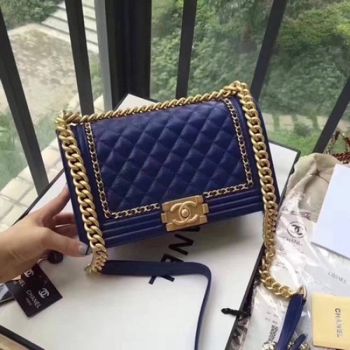 Boy Chanel Flap Bag Original Cuir B67086 Bleu