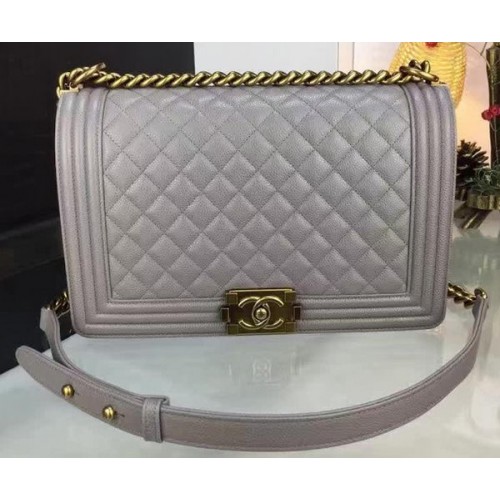 Chanel Sacs à Rabat Garçon Original Gris Cannage Motif A67088 Doré