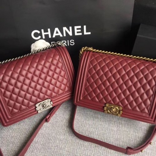 Boy Chanel Flap Sacs Original En Cuir De Mouton A67088 Vin