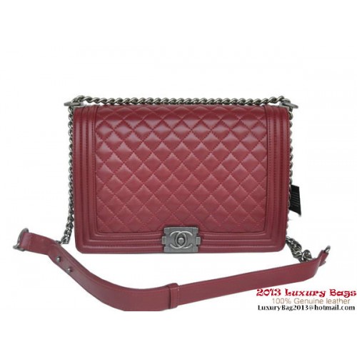 Boy Chanel Flap Sac à bandoulière A67087 en peau de mouton Bordeaux