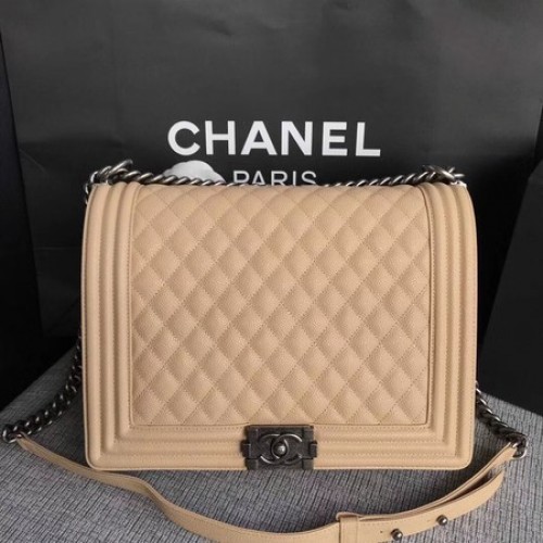 Boy Chanel Flap Sac à Bandoulière Abricot Original Cannage Motif A67087 Argent