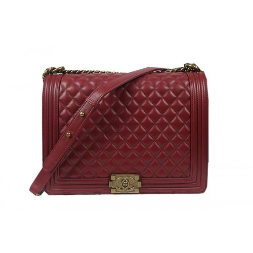 Boy Chanel Rabat Sac à Bandoulière Bordeaux Original Mouton A67087 Laiton