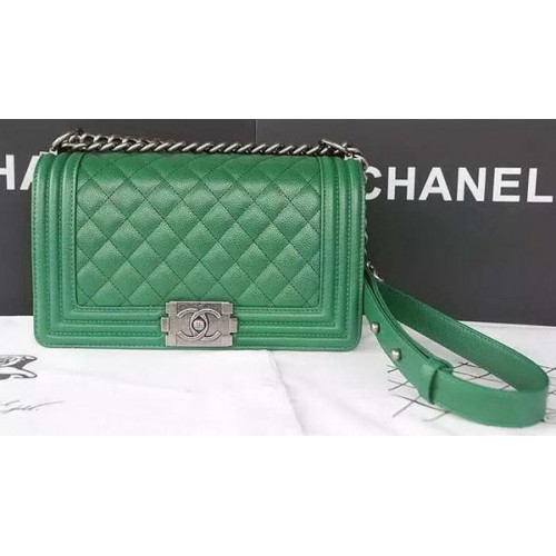 Boy Chanel Rabat Sac à Bandoulière Cuir Caviar A67086 Vert