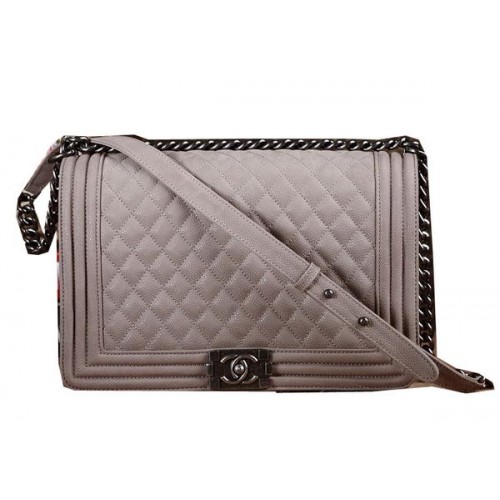 Boy Chanel Flap Sac à Bandoulière Cuir Nubuck Kaki CHA67087 Argent