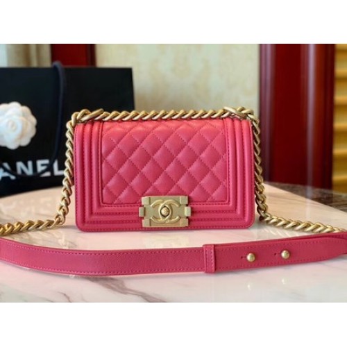Boy Chanel Flap Sac à bandoulière en cuir A67085 rose