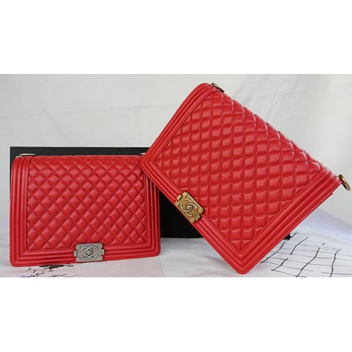 Boy Chanel Rabat Sac à Bandoulière Original Cannage Motif A67087 Rouge
