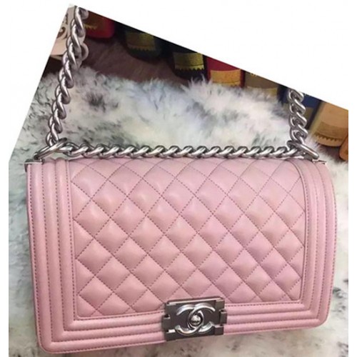 Boy Chanel Flap Sac à bandoulière en peau de mouton d'origine A64375 Rose
