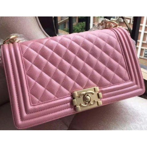 Boy Chanel Flap Sac à Bandoulière Rose Motif Cannage A67086 Doré