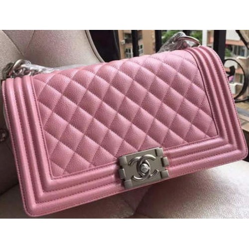 Boy Chanel Flap Sac à Bandoulière Rose Motif Cannage A67086 Argent